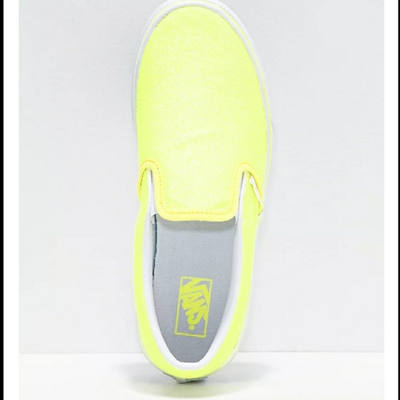 VANS Yellow Glitter Slip-Ons - Picture 2 of 5